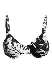 Triangel-Bikini-Top Roxy "Printed Roxy Love The Muse", Damen, Gr. L, schwarz-wei&szlig; (anthrazit surf trippin bico s), Obermaterial: 74% Nylon, 26% Elasthan., Bikini-Oberteile Triangel-Bikini-Top
