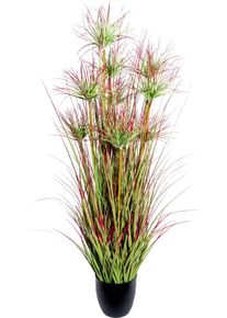 Kunstgras Creativ green "Cyperngrasbusch", gr&uuml;n (gr&uuml;n, rot), H:125cm &Oslash;:40cm, Kunststoff, Kunstpflanzen, Kunstgras