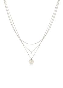 Silberkette Elli "Halskette Layer Pl&auml;ttchen Wei&szlig; 925 Sterling Silber vergoldet, mit Kristallen von Swarovski" Gr. 40, silber, Halsketten, Damen, Silber 925 (Sterlingsilber), Silberkette