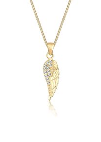 Silberkette Elli "Halskette Fl&uuml;gel Anh&auml;nger 925 Silber, mit Kristallen von Swarovski" Gr. 45, gold, Halsketten, Damen, Silber 925 (Sterlingsilber), Silberkette