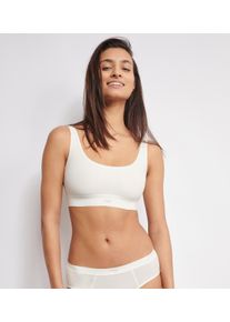 Bustier Sloggi "EVER Ease", Damen, Gr. M, N-Gr, wei&szlig; (silk wei&szlig;), Single Jersey, Obermaterial: 82% Baumwolle, 18% Elasthan, unifarben, BHs Bustier, temperaturausgleichend, Baumwolle, U-Ausschnitt, atmungsaktiv