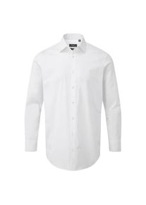 Premier Popeline stretch overhemd met lange mouwen voor volwassenen (Wit)