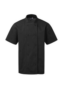 Premier Unisex Adult Coolchecker koksmantel met korte mouwen (Zwart)