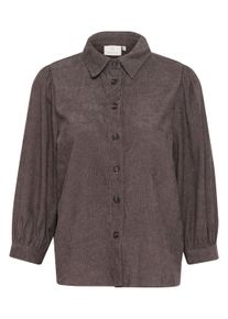 Langarmhemd Kaffe "Langarm - Hemd KAvera", Damen, Gr. 42, N-Gr, braun (major braun c.), Obermaterial: 90% Polyester PES. 8% Polyamid PA. 2% Elasthan EL., Hemden Langarmhemd