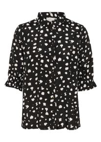 Kurzarmbluse Kaffe "Kurzarm-Bluse KAvelana", Damen, Gr. 42, schwarz (schwarz, wei&szlig; abstract print), Obermaterial: 50% Viskose CV. 50% Viskose LENZING ECOVERO CV LenzEcov., Blusen Kurzarmbluse