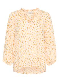 Langarmbluse Kaffe "Langarm-Bluse KAsigrid", Damen, Gr. 40, wei&szlig; (wei&szlig;, orange graphic dots), Obermaterial: 100% Viskose LENZING ECOVERO CV LenzEcov., Blusen Langarmbluse