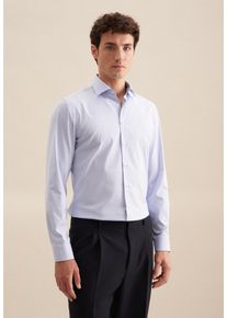 Businesshemd Seidensticker "Slim", Herren, Gr. L (41), normale &Auml;rmell&auml;ngen, blau (hellblau), 93% Polyester, 7% Elasthan, unifarben, slim fit, 2-Knopf-Manschette, Hemden Businesshemd, Slim 1/1 Kentkragen Uni
