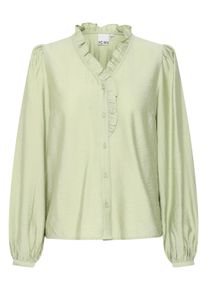 Langarmbluse Ichi "Langarm-Bluse IXLAYA", Damen, Gr. 40, grau (aqua gray), Obermaterial: 85% Viskose CV. 15% Polyester PES., Blusen Langarmbluse