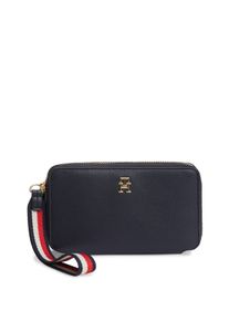 Geldb&ouml;rse Tommy Hilfiger "TH LOGOTAPE COMPACT ZIP AROUND", Damen, dunkelblau, Lederimitat, Basic, Kleinlederwaren Geldb&ouml;rse, Unisex Portemonnaie, Geldbeutel mit edlem TH-Logoelement