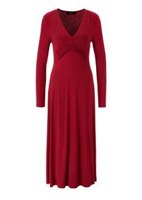 Midikleid Aniston SELECTED, Damen, Gr. 46, N-Gr, bordeaux, Single Jersey, Obermaterial: 95% Viskose, 5% Elasthan, unifarben, figurumspielend Midi, tiefer V-Ausschnitt, Kleider Midikleid, mit drapierter Unterbrustnaht - NEUE KOLLEKTION