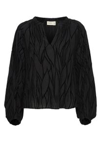 Langarmbluse Fransa "Langarm-Bluse FRJULL", Damen, Gr. XS, schwarz (schwarz aop ma24 02a), Obermaterial: 80% Viskose CV. 20% Polyamid PA., Blusen Langarmbluse