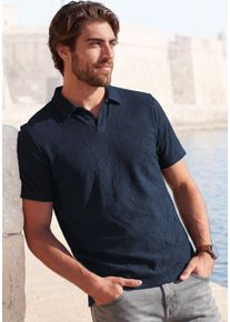 Beach Time Poloshirt BEACHTIME "T-Shirt mit Kragen", Herren, Gr. XL, navy, Jersey, Obermaterial: 56% Baumwolle, 44% Polyester, Strukturmuster, unifarben, regular fit normal, Rundhals, abgesteppte Kante, Shirts Poloshirt, neue Strukturqualit&auml;t im Bl&auml;tter-Design