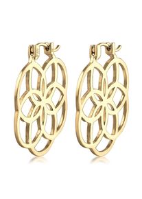 Paar Creolen Elli "Ohrringe Creolen Lebensblume 925 Silber" Gr. 32, gold, Ohrringe, Damen, ohne Stein, Silber 925 (Sterlingsilber), Paar Creolen