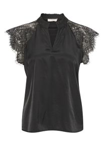 Kurzarmbluse Cream "Kurzarm-Bluse CRNola", Damen, Gr. 34, schwarz (pitch schwarz), Obermaterial: 50% Viskose CV. 40% Nylon NY. 10% Lyocell CLY., Blusen Kurzarmbluse