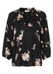 Langarmbluse Kaffe "Langarm-Bluse KAsigrid", Damen, Gr. 34, schwarz (schwarz, braun flower print), Obermaterial: 100% Viskose LENZING ECOVERO CV LenzEcov., Blusen Langarmbluse