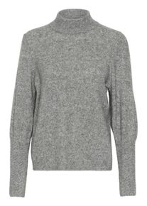 Strickpullover Kaffe "Strickpullover KAamelia", Damen, Gr. XL, grau (grau melange), Obermaterial: 67% Polyester PES. 12% Baumwolle CO. 6% Elasthan EL. 5% Wolle mw. 5% Polyacryl PAN., Pullover Strickpullover