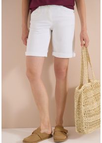Bermudas Cecil "Style Scarlett", Damen, Gr. 36, N-Gr, wei&szlig;, Denim/Jeans, Obermaterial: 78% Baumwolle, 21% Elastomultiester, 1% Elasthan. Futter: 52% Polyester, 48% Baumwolle, unifarben, slim fit kniefrei, Hosen Bermudas, Denim Shorts in wei&szlig;er Waschung