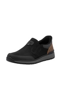 Slipper Rieker "Ready2GO", Herren, Gr. 44, Textil, braun (schwarz, braun), Lederimitat, Textil, unifarben mit Farbeinsatz, Schuhe Slipper, Slip on Sneaker, Halbschuh, Schlupfschuh mit Gummizug