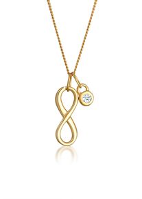 Silberkette Elli DIAMONDS "Halskette Infinity Diamant Wei&szlig; Brillantschliff (0.03 ct) 585 Gelbgold" Gr. 45, gold, Halsketten, Damen, mit Diamanten, Gelbgold 585, Silberkette