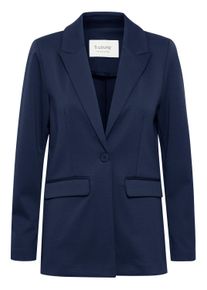 Blusenblazer B.Young "Blazer BYRIZETTA", Damen, Gr. 46, blau (copenhagen night), Obermaterial: 74% Polyester PES. 22% Viskose CV. 4% Elasthan EL., Blazer Blusenblazer