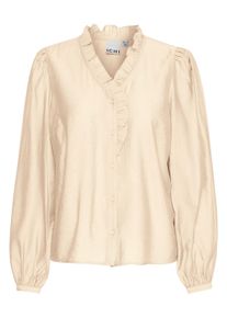 Langarmbluse Ichi "Langarm-Bluse IXLAYA", Damen, Gr. 36, wei&szlig; (almond milk), Obermaterial: 85% Viskose CV. 15% Polyester PES., Blusen Langarmbluse