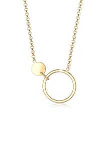 Kette mit Anh&auml;nger Elli "Halskette Erbskette Kreis Pl&auml;ttchen Geo Design 925 Sterling Silber" Gr. 45, gold, Halsketten, Damen, ohne Stein, Silber 925 (Sterlingsilber), Kette mit Anh&auml;nger