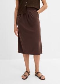 Jerseykjol i viskosmix - brun - storlek 52/54 (XXL) - bonprix