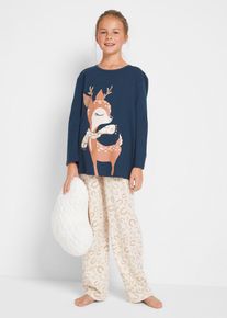 Pyjamas i ekologisk bomull (2 delar) - bl&aring; - storlek 116/122 - bonprix