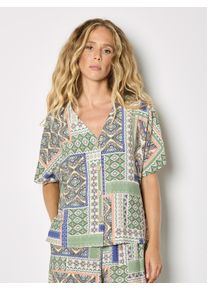 Klassische Bluse Apricot "Bluse", Damen, Gr. XL (42), stein, gewebt, Obermaterial: 90% Viskose LENZING ECOVERO CV LenzEcov. 10% Nylon NY., gemustert, V-Ausschnitt, Gerade, Blusen Klassische Bluse, mit Muster