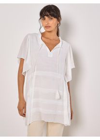 Longbluse Apricot "Bluse", Damen, Gr. L (40), wei&szlig;, Obermaterial: 65% Viskose CV. 35% Polyester PES., unifarben, Blusen Longbluse, mit Fl&uuml;gel&auml;rmeln
