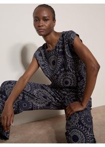 Druckbluse Apricot "Bluse", Damen, Gr. XL (42), navy, gewebt, Obermaterial: 100% Viskose LENZING ECOVERO CV LenzEcov., gemustert, Gerade, Blusen Druckbluse, mit Webmuster