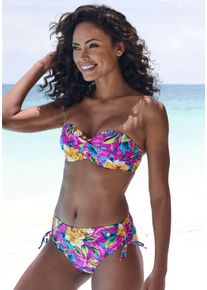 B&uuml;gel-Bandeau-Bikini-Top Lascana "Riley", Damen, Gr. 44, Cup C, bunt (pink bedruckt), Recycling-Polyamid, bedruckt, floral, Bikini-Oberteile B&uuml;gel-Bandeau-Bikini-Top, mit 3 Tragevarianten
