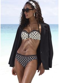 B&uuml;gel-Bikini Lascana, Damen, Gr. 42, Cup A, schwarz (schwarz, creme), Recycling-Polyamid, gepunktet, Bikini-Sets B&uuml;gel-Bikini, mit s&uuml;&szlig;en Tupfen