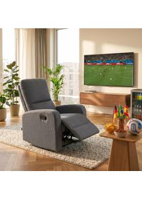 Relaxsessel Home Affaire "TOURNAY, TV-Sessel mit Recliner - und Liegefunktion, Webstoff", grau (dunkelgrau), H:96cm T:93cm, Sessel, Relaxsessel, Ruhesessel mit Beinablage, Liegefl&auml;che ideal verstellbar 105-135