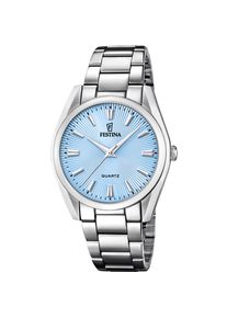 Quarzuhr Festina "Boyfriend Collection", silberfarben, hellblau, Armbanduhren, Damen, Quarzuhr, Armbanduhr, Damenuhr, Edelstahlarmband, analog