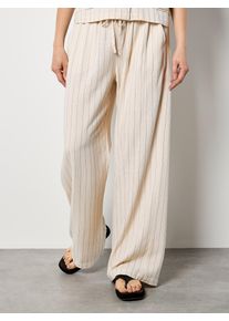 Leinenhose Apricot "Hose", Damen, Gr. XL (42), N-Gr, beige (stein), gewebt, Obermaterial: 93% Viskose CV. 6% Leinen LI. 1% Lyocell CLY., Hosen Leinenhose, mit Nadelstreifen