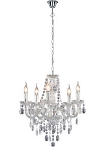 REALITY LEUCHTEN Kronleuchter "L&Uuml;STER", silber (silberfarben), 5, &Oslash; 51cm H: 57cm, Leuchten, Brennstellen in Flammenoptik, Kronleuchter