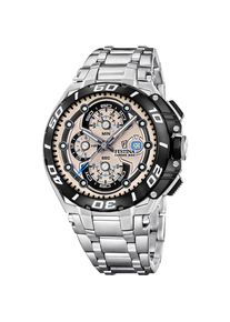 Chronograph Festina "Chrono Bike", silberfarben, hellbraun, schwarz, Armbanduhren, Herren, Chronograph, Quarzuhr, Armbanduhr, Herrenuhr, Edelstahlarmband, analog, Tag