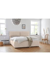 Polsterbett OTTO HOME "Jenson", beige, B:208cm L:225cm, Struktur weich (85% Polyester/15% Nylon), Betten, Polsterbett, als Bettgestell oder mit 3 Matratzenarten und H&auml;rtegraden
