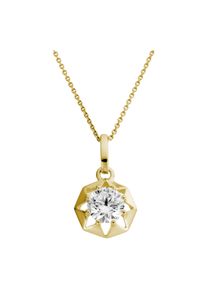 Kettenanh&auml;nger Firetti "Schmuck Geschenk Gold 333 Halsschmuck Anh&auml;nger Blume", gelbgoldfarben, kristallwei&szlig;, kristallwei&szlig;, Schmuckanh&auml;nger, Damen, Gelbgold 333, 0,58 g, Kettenanh&auml;nger, mit Zirkonia (synth.)
