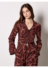 Klassische Bluse Apricot "Bluse", Damen, Gr. XL (42), burgandy, gewebt, Obermaterial: 90% Viskose CV. 10% Nylon NY., gemustert, Blusen Klassische Bluse, mit abstraktem Print