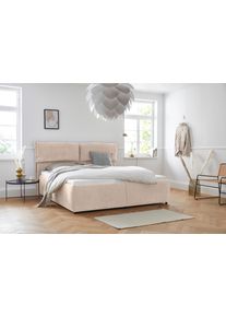 Polsterbett OTTO HOME "Jenson", beige, B:208cm L:225cm, Struktur weich (85% Polyester/15% Nylon), Betten, Polsterbett, als Bettgestell oder mit 3 Matratzenarten und H&auml;rtegraden