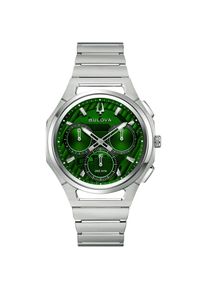 Chronograph Bulova "Curv", silberfarben, gr&uuml;n, Armbanduhren, Herren, Chronograph, Quarzuhr, Armbanduhr, Herrenuhr, Edelstahlarmband, analog