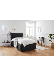 Polsterbett OTTO HOME "Jenson", grau (anthrazit), B:128cm L:225cm, Struktur weich (85% Polyester/15% Nylon), Betten, Polsterbett, als Bettgestell oder mit 3 Matratzenarten und H&auml;rtegraden