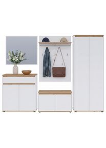 CARRYHOME Garderobe, Wei&szlig;, Eiche Artisan, Holzwerkstoff, 236.5x193x41.4 cm, Garderobe, Garderoben-Sets & Garderoben-Serien, Garderoben-Sets
