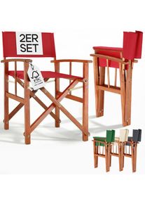 Casaria Regiestuhl Rot 2er-Set Eukalyptusholz FSC -zertifiziert Klappbar