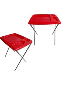 Folding TV Tray Table Set of 2, Bright Red, Portable for Indoor Outdoor Dining, Laptop, Drinks