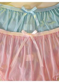 2pcs Women Lightweight Mesh Side Slit Comfortable Home Shorts Pink And Blue