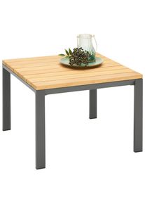 Ambia Garden Loungetisch, Anthrazit, Naturfarben, Holz, Metall, Eukalyptusholz, massiv, quadratisch, eckig, 65x40x65 cm, Gartenm&ouml;bel, Gartentische