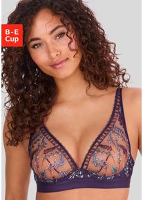 B&uuml;gel-BH Lascana "Mirabel, Amira-Kollektion", Damen, Gr. 90, Cup E, bunt (pflaume, bunt), Mesh, Obermaterial: 83% Polyamid, 9% Polyester, 8% Elasthan, BHs B&uuml;gel-BH, mit Blumenstickerei auf transparentem Mesh, transparente Unterw&auml;sche